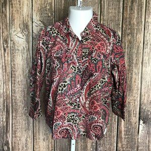 Coral Bay Women's Button Down Shirt Blouse Sz PL